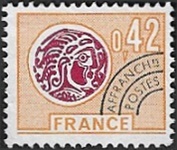 Monnaie gauloise - 0F42 orange et carmin
